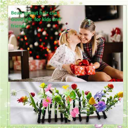 100 pcs Rave Bean Sprout Hair Clip Funny Barrette Headwear Plant Hairpins Mixed Style Little Grass Flower Fruit Butterfly Mushroom Hair Accessories for Girls Women Party Scool Home