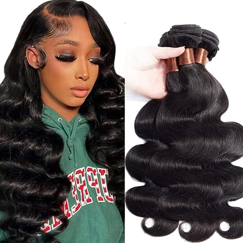 Indian Virgin Hair Body Wave Remy Human Hair 3 Bundles Weaves 100% Unprocessed Hair Extensions Natural Black Color 20 22 24Inch