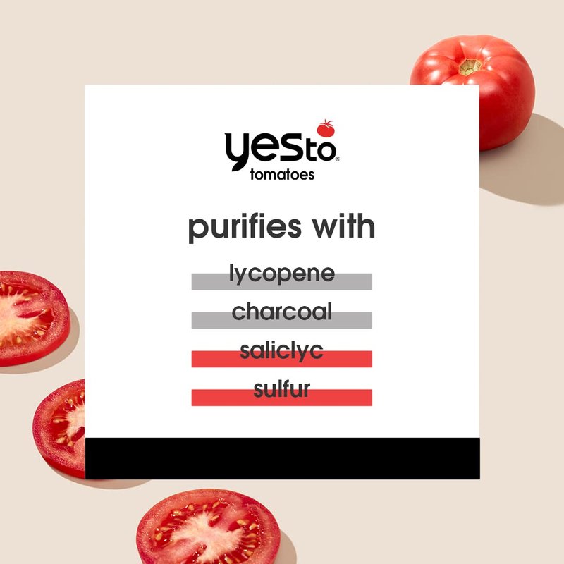 Yes To Tomatoes Clear Skin Detoxifying Charcoal Mud Mask For Acne Prone Skin Draw Out Impurities And Prevent Breakouts Contains Salicylic Acid 96 Natural Ingredients, Red, Tomato, 2.006 Fl (Pack of 2)