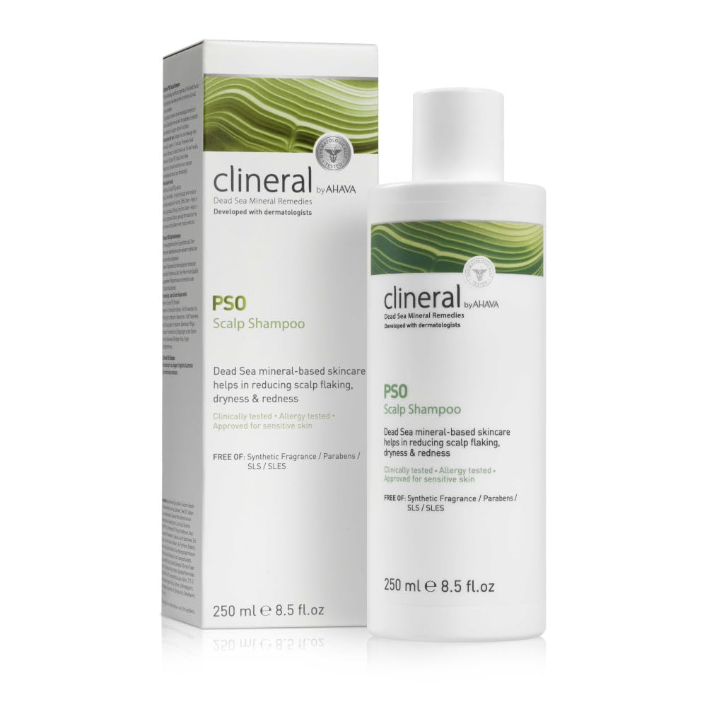 AHAVA Clineral Pso Scalp Shampoo - Rich & gentle shampoo to reduce scalp irritations, alleviates dryness, cleanses the hair, hydrates & softens the scalp, with Osmoter, Zinc & Hippophae Oil, 8.5 Fl.Oz