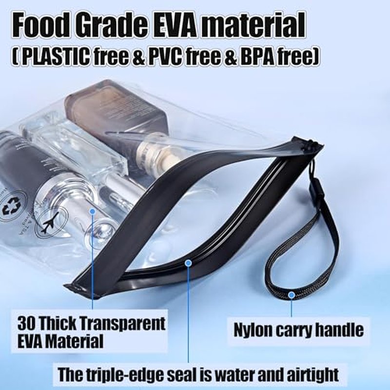 4Pcs Reusable TSA Approved Security Clear Toiletry Bag-Quart Size Travel Bag Tsa Approved for EU UK & US Carry-on Regulations Security Travel Bags for Liquids, Leakproof Travel Accessories
