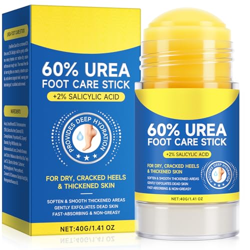 60% Urea Foot Cream Stick with 2% Salicylic Acid, Urea Foot Care Stick & Cream - Moisturizer for Dry, Cracked Skin on Feet, Knees, Elbows & Hands - Hydrates & Repairs Rough Skin 1Pack