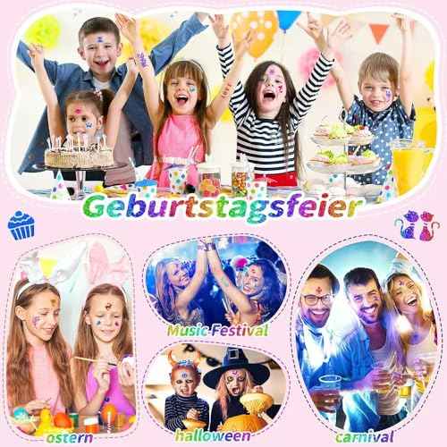 Temporary Glitter Tattoo Kit Kids, 24 Colors Glitter, 120 Stencils, Adults & Kids Arts Glitter Make Up Kit, Gifts for Girls Boys Christmas Festival Birthday Party