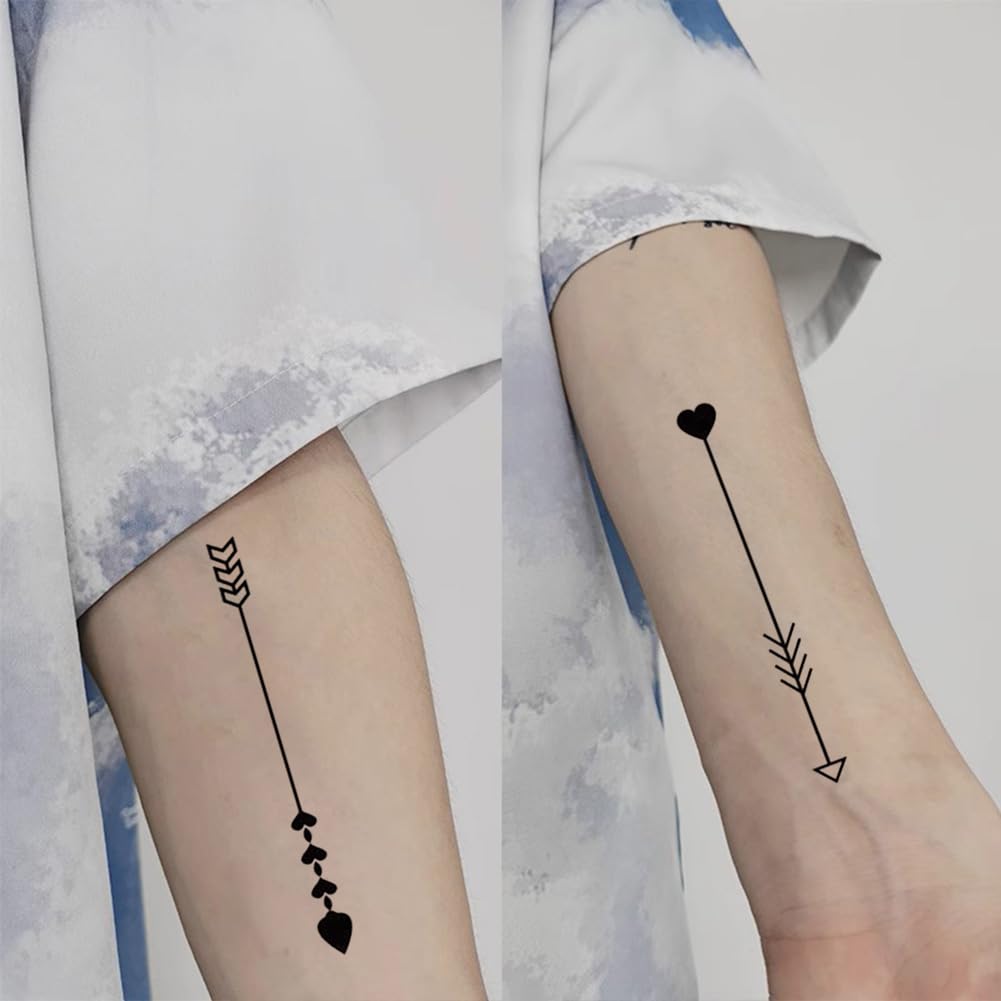 Oottati 8 Sheets Geometric Temporary Tattoos for Adults Men Women, Tribal Arrow Feather Moon Fake Tattoo Stickers, Waterproof Long Lasting Body Art for Arm Wrist