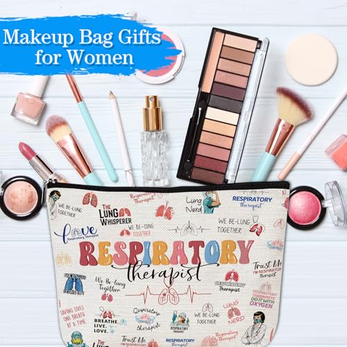 Respiratory Therapist Gifts for Women - Funny Respiratory Therapist Badge Reel, Makeup Bag, RT RRT Gifts for Pulmonary Care Doctor Nurse Graduation Christmas Retirement Present