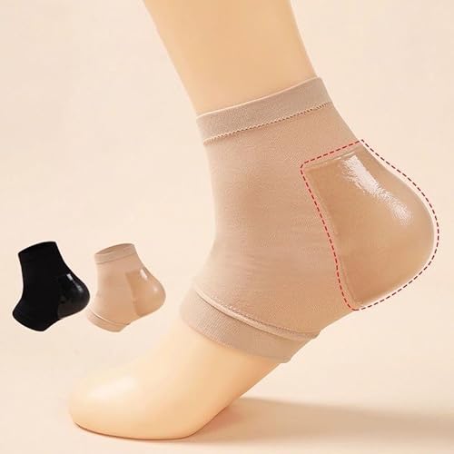 4PCS/Set Moisturizing Heel Socks - Silicone Softening Covers for Dry Feet (Heel Socks for Dry Cracked Feet), Silicone Heel Protector for Women and Men, Black