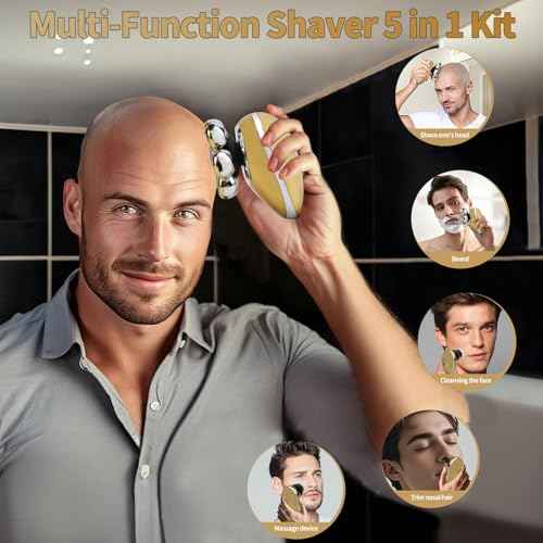 7D Floating Head Shaver for Bald Men,IPX7 Waterproof Shaving Grooming Kit,5 in 1 Men's Electric Razor,Dry/Wet Shaver for Home/Travel,Nice Trimmer Gift for Dad,Husband,Boyfriend