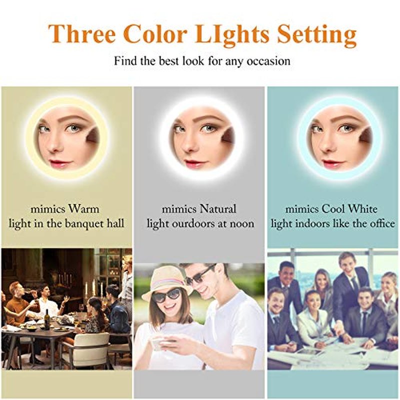 GURUN 8.5 Inch Tabletop LED Lighted Makeup Mirror with 10x Magnification Double Sided Vanity Mirror Plug Power Chrome Finish M2208D(8.5in,10x)