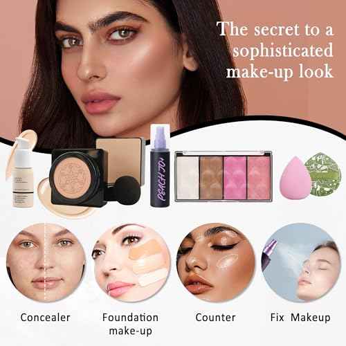 All in One Makeup Kit for Women Full Kit,Travel Makeup Kit for Teens,Make Up Gift Set with Everything,Foundation Eyeshadow Lipstick Eyebrow Blush Powder,Thanksgiving Make Up Gift Set for Women-E