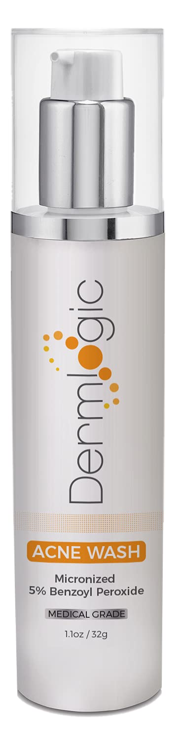Dermlogic Acne Treatment- 5% Benzoyl Peroxide Face & Body Wash- Penetrates Deep within Pores to Immediately Fight Zits to Clear Skin. Eliminates and Prevents New Pimples from Forming.