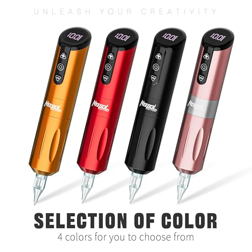 Neebol Wireless Tattoo Gun Kit, Rotary Tattoo Pen with 6h Battery Life, Digital Screen Display, Extra Black Ink, Complete Tattoo Gun Kit for Beginners and Professionals, Cordless Machine, Pink
