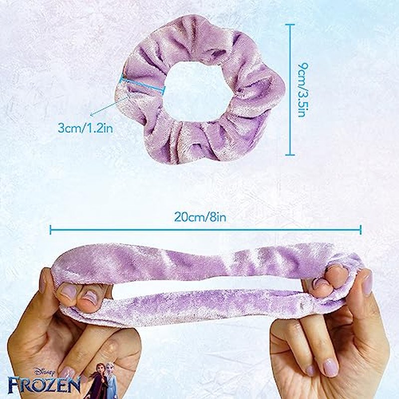 Frozen Princess Elsa Hair Accessory 5 Pcs Set - 1 Regular 9 inch Frozen Hairbrush & 4 Frozen Scrunchies - Detangling Brush & Elastic Hair Ties Ropes for Girls, Ages 3+