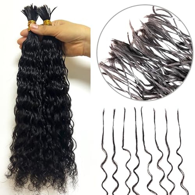 Pre-Divided Bulk Human Hair Wave Wave Braiding Hair for Boho Braids Double Drawn Curly Human Hair Bulk Extensions 18inch 200g for Black Women