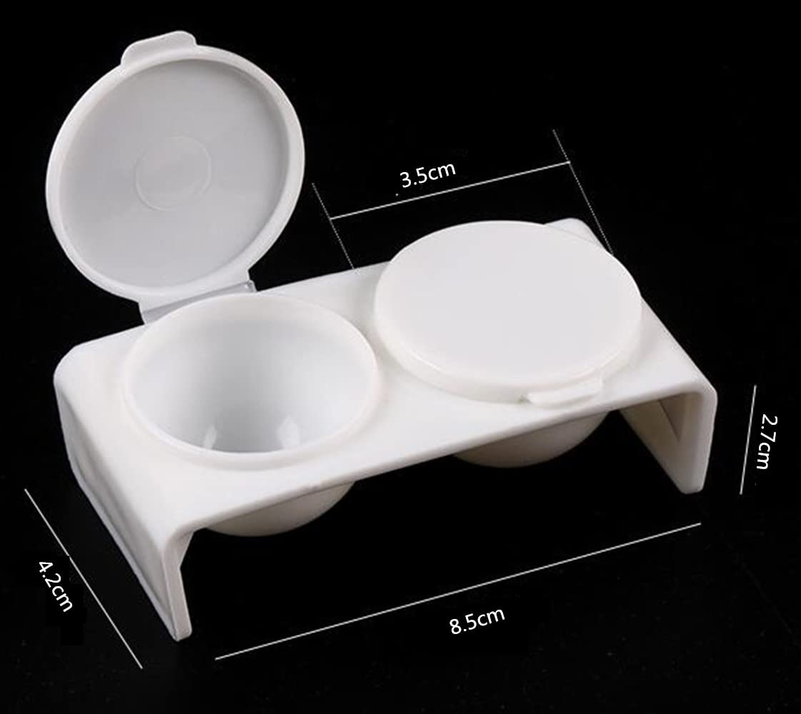 4 Pack Double Cup Plastics Nail Art Cup Bowl Dappen Soaking Dish with Lids for Mixing Acrylic Powder Liquid Nail Art Manicures Tools, Washing Brush Cup (White, Rose Red)