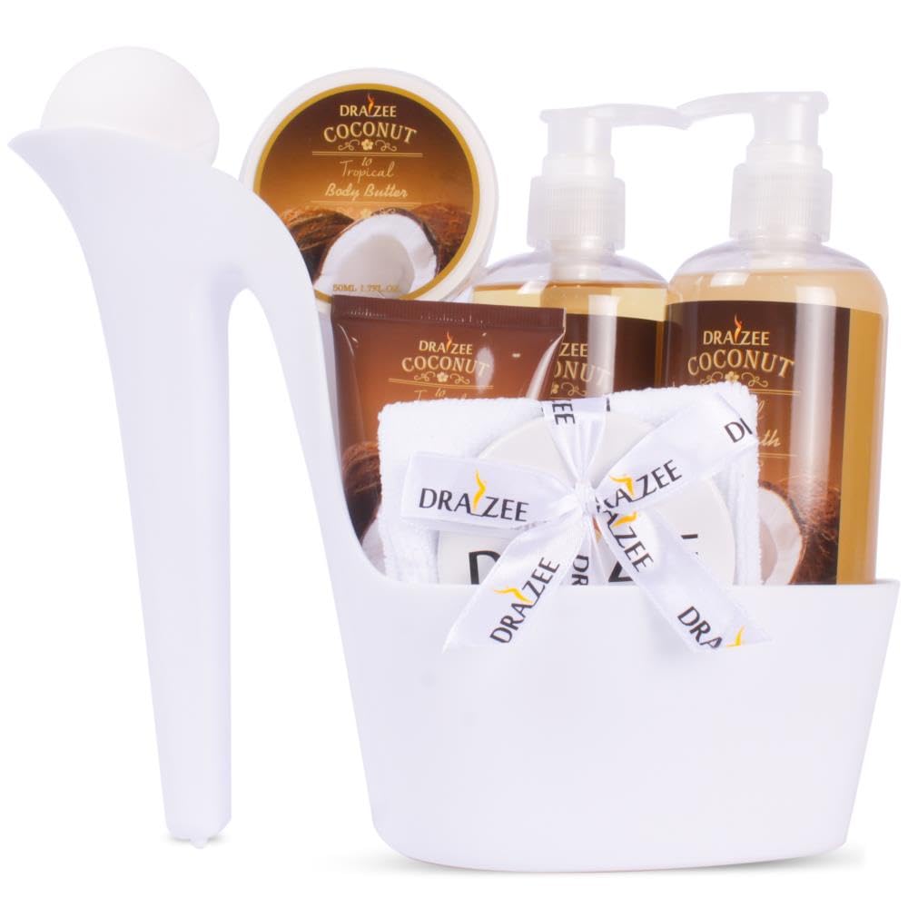 Draizee Heel Shoe Spa Gift Basket for Women, 8 Pc Coconut Scented