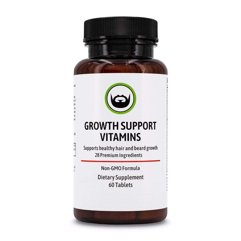 Beard Organics Growth Support Vitamins | Biotin 10,000mcg, Vitamin E | Beard Growth Supplement for Men | 30-Day Supply | Grow Fuller, Stronger, Healthier Facial Hair - 60 Capsules