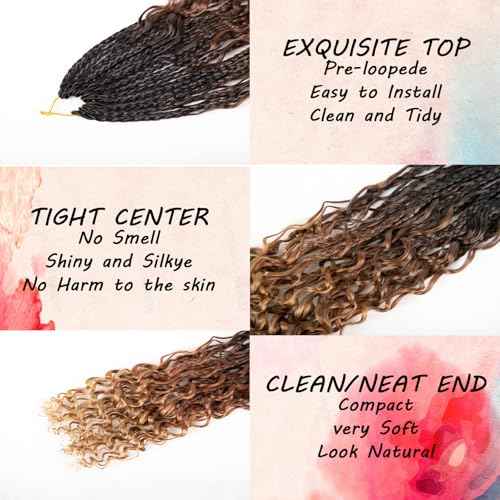 Goddess Box Braids Crochet Hair 14inch 112 Stands Boho Crochet Box Braids with Curly Ends 8 Packs Boho Box Braids Crochet Hair for Black Women Pre Looped Boho Box Braids Crochet Hair Extensions