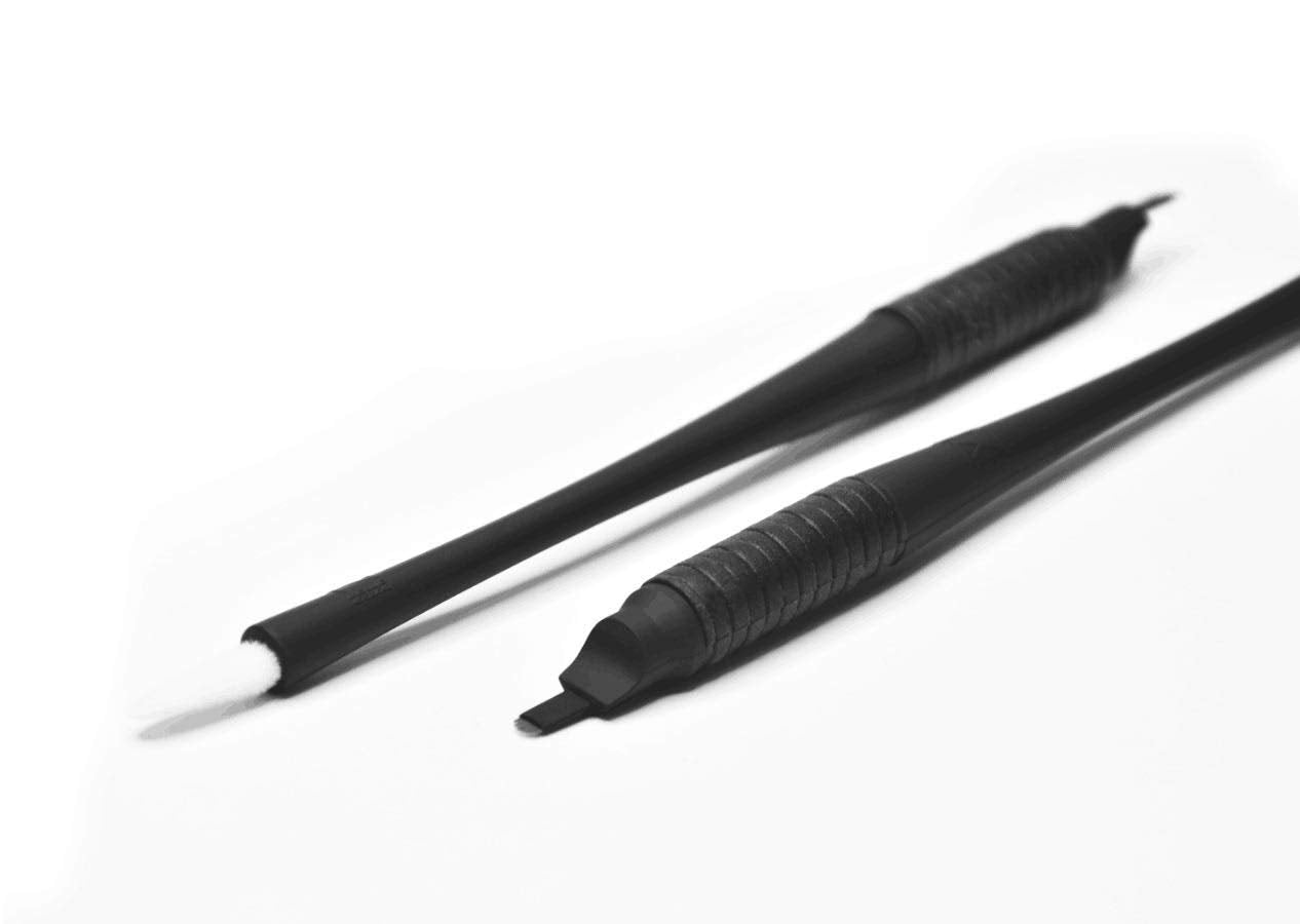 Mellie's Signature Microblading Eyebrow Pen (Pack of 10) - Disposable Microblading Pen with Sterilized Blade, Comfortable Rubber Grip and Pigment Sponge for Flawless Bro (U18 NANO .15mm, Black)