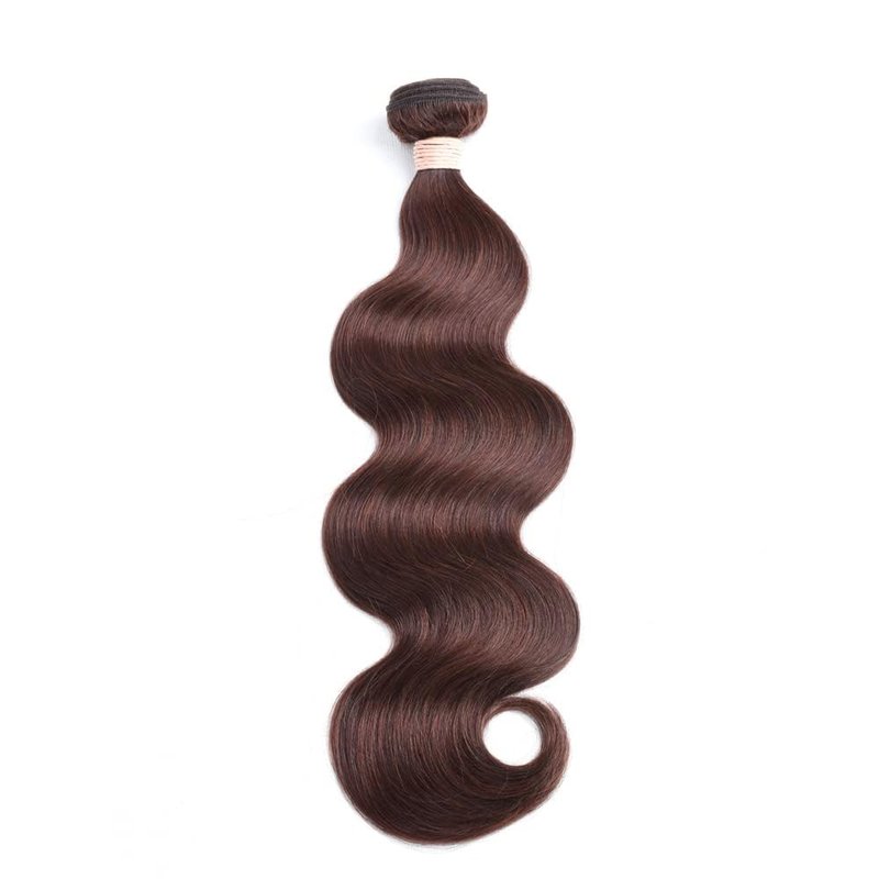 ALLRUN 18 Inch Brown Human Hair Bundle Body Wave 1 Pc - 100% Unprocessed Brazilian Virgin Hair Extensions Chocolate Brown Bundles Human Hair 4# Color (12A)
