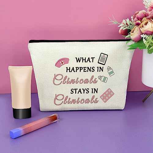 Clinical Gifts Makeup Bag Funny Clinical Nurse Instructor Appreciation Gifts from Student Clinical Research Coordinator Gifts Clinical Nurse Leader Gifts Future Clinical Psychologist Cosmetic Bag