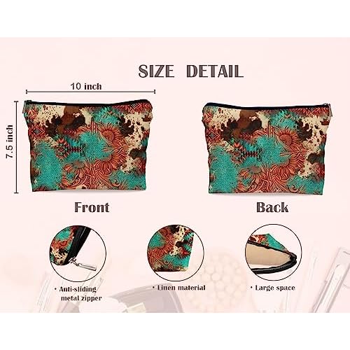 Retro Makeup Bag - Western Cosmetic Gifts, Small Western Cosmetic Bag for Purse