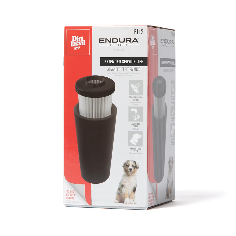 Dirt Devil Vacuum Filter for Endura Upright Vacs, Reusable, Style F112, Black, High-Performance Filtration, Part AD47936, Dirt Devil Vacuum Filters Replacement