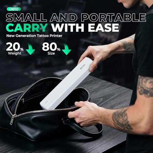 Nelko Tattoo Stencil Printer, D810 Wireless Thermal Tattoo Printer with 10pcs Tattoo Transfer Papers, Portable Tattoo Machine for Artist & Beginners, Compatible with Phones, Tablets & PC, White
