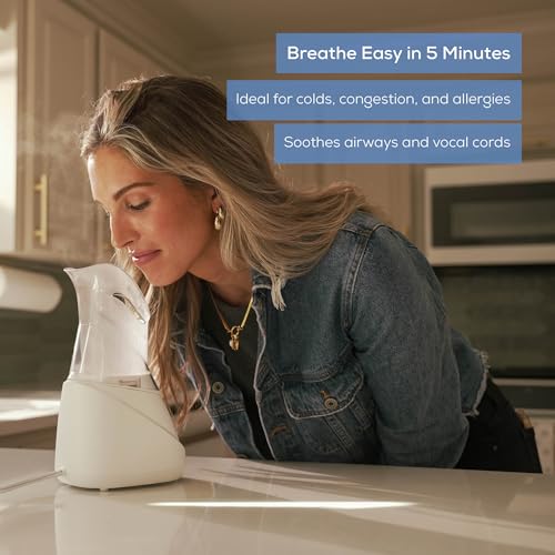 Beurer SI30 Steam Inhaler for Sinus Congestion & Allergies, Drug-Free, Quick 3-5 Minute Setup, Ultra-Quiet, Face Steamer with Variable Steam Control, Universal Mask