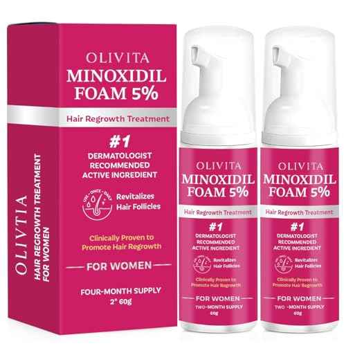 5% Minoxidil Foam for Women Hair Growth: Extra Strength Hair Regrowth Treatment ? Revitalize Hair Follicles & Regrow Thicker, Fuller Hair ? Hair Loss Solution - 2x60ML