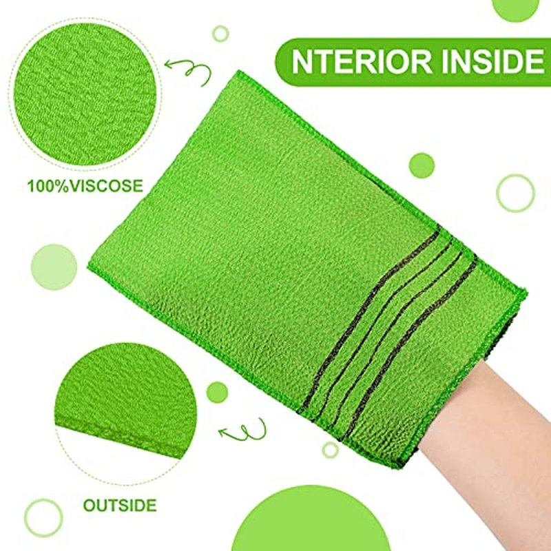 Tatuo 12 Pieces Korean Exfoliating Mitt Glove Italy Towel Body Skin Scrubber Exfoliating Scrubber for Remove Dead Skin Washcloth Korean(Large,Yellow, Green, Blue, Pink)