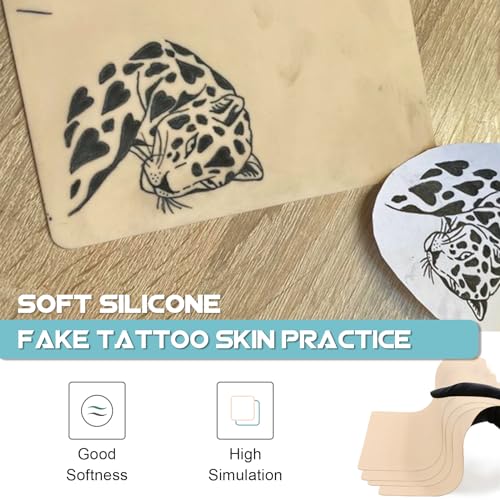WZPB Tattoo Skin with Transfer Paper - 40Pcs Fake Skin and Stencil Paper Kit Including 20Pcs Double-Sided Practice Skin and 20Pcs Tattoo Transfer Paper for Beginners and Artists