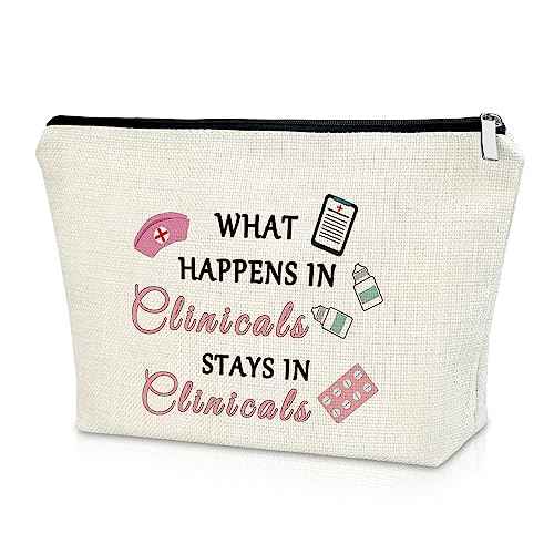 Clinical Gifts Makeup Bag Funny Clinical Nurse Instructor Appreciation Gifts from Student Clinical Research Coordinator Gifts Clinical Nurse Leader Gifts Future Clinical Psychologist Cosmetic Bag