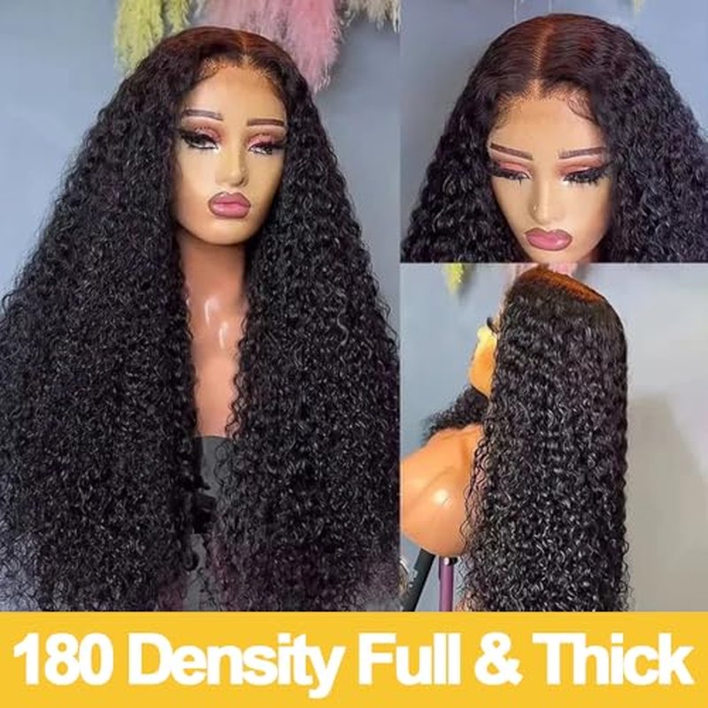 Deep Wave Lace Front Wigs Human Hair for Women 24 Inch Hd Lace Frontal Wig 13x6 Deep Curly Wig Human Hair Lace Front Wigs Pre Plucked 180 Density Natural Color