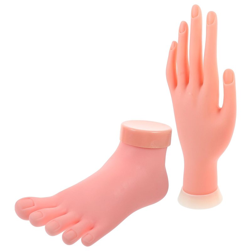 Beaupretty Manicure Practice Left Hand and Foot Model 8.85 Inch Lightweight Fake Nail Art Trainer with Bendable Fingers for Salon and Beginner Nail Training
