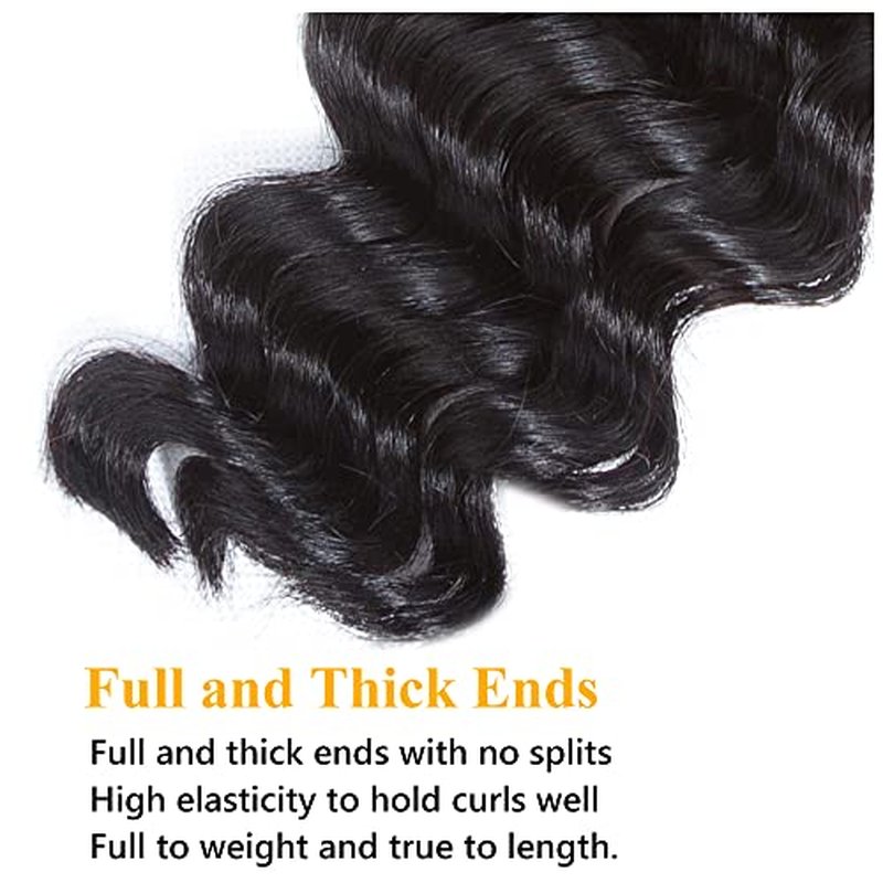 QTHAIR 16A Brazilian Loose Deep Wave Bundle 100% Unprocessed Brazilian Virgin Human Hair Bundles Loose Deep Curly Human Hair Weave Wet and Wavy Curly Hair 1 Bundle 30 inch