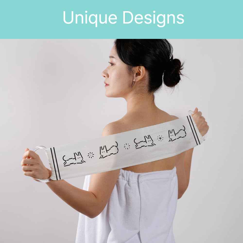 Ttaemigo Exfoliating Shower Towel for Back Scrub - ttaemigo is a Premium exfoliating wash Cloth Made from The Secret Exfoliation Method of The Korean Royal Family. (White)