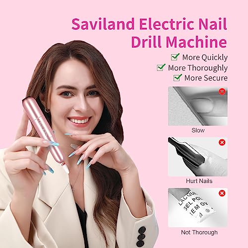 SAVILAND Electric Nail Drill: 2025 Electric Nail File Rose Efile Nail Drill Professional Manicure with 6PCS Nail Drill Bits Portable Nail File & Salon Use Manicure Pedicure at Home