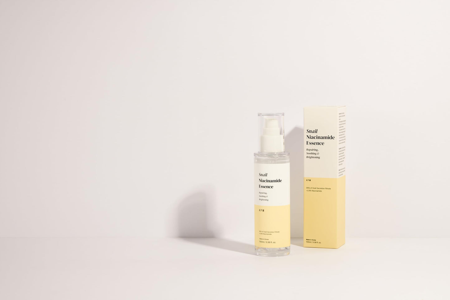 4PM Snail Niacinamide Essence (3.38 fl. oz), Snail Secretion Filtrate 95%, Niacinamide 2.8%, for Glass Skin Repair, Face Glow Brightening & Soothing Essence, Korean Skincare, Made by SEOUL4PM