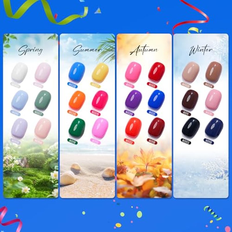 Hema Tpo Free Gel Nail Polish Set- 24Colors 18ml Gel Polish Starter Set with 6PCS Matte Glossy Base Top Coat Primer Blooming Builder Gel At Home Gel Manicure Kit Gifts for Women Girl
