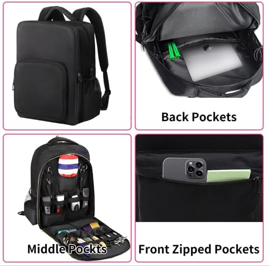 Barber Supplies Bag - Adjustable Dividers & Large Capacity | Travel Clipper Organizer with Multiple Pockets