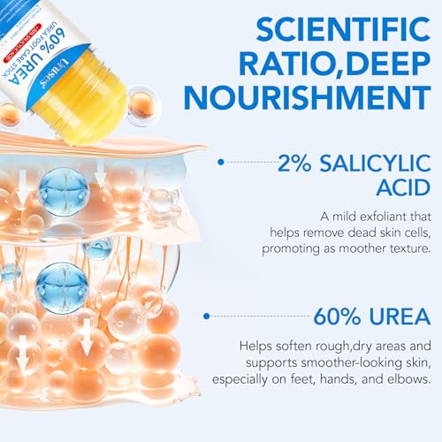 Urea Cream 60% plus Salicylic Acid 2% Urea Foot Care Stick, Foot Cream for Foot Callus Remover, Feet Moisturizer Stick for Dry Cracked Heels, Hands, Knees, Hydrating Heel Balm, Easy To Use