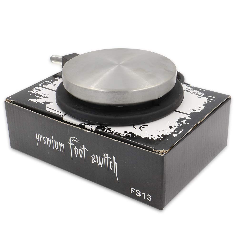 Anghie Tattoo Foot Pedal - Premium Tattoo Machine Pedal Switch 360 Degree Round Stainless Steel Foot Pedal with 6.5ft Silicon Soft Wire for Tattoo Machine Power Supply