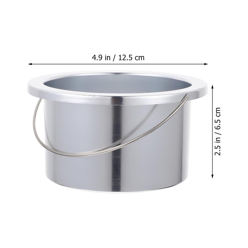 WOONEKY Hair Removal Wax Melting Container 4.92 Inch Aluminum Non-Stick Wax Heater Inner Pot with Ergonomic Handle for Home Salon Warmer Accessory