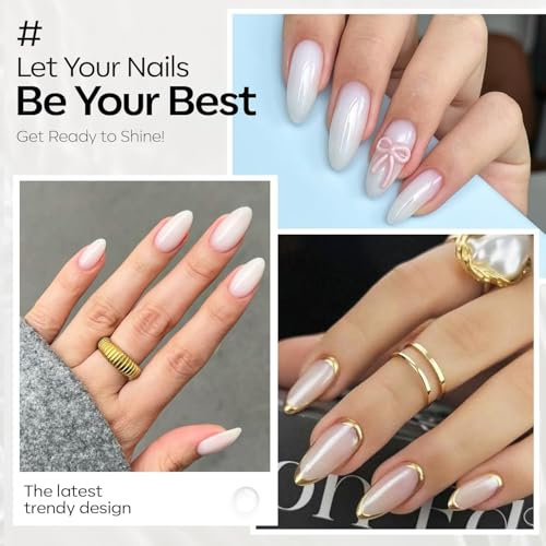 modelones Milky White Gel Nail Polish Nail Polish Natural Color Translucent Jelly Soak Off LED Clear Coat Soap Nails Art White French Gel Polish15 ML