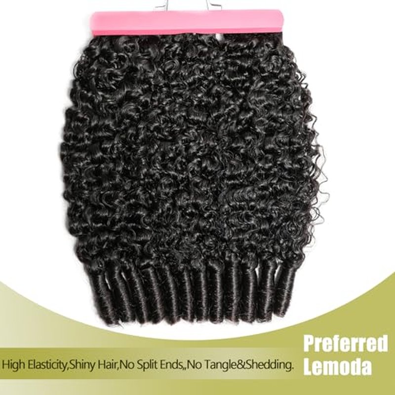 Lemoda Burmese Curly Human Hair Bundles 28 inch 100% Unprocessed 15A 3c4a Water Wave Bundles with Spiral Ends Double Weft Quick Weave Extensions Deep Wave Bundle Human Hair Natural Black Color