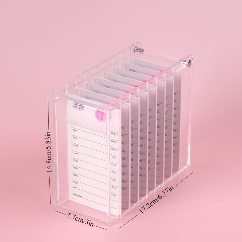 8 Layers Acrylic Eyelash Storage Organizer, Grafting False Eyelashes Display with 8 Pallets, Dustproof Cosmetic Beauty Extension Supplies (White)