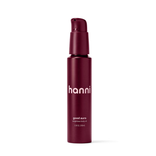 HANNI Good Aura Dry Body Oil, Lightweight After-Shower Moisturizer with Jojoba, Coconut, Baobab, and Buriti Oils, Non-Greasy Skincare for Soft Skin, 100 mL / 3.38 oz