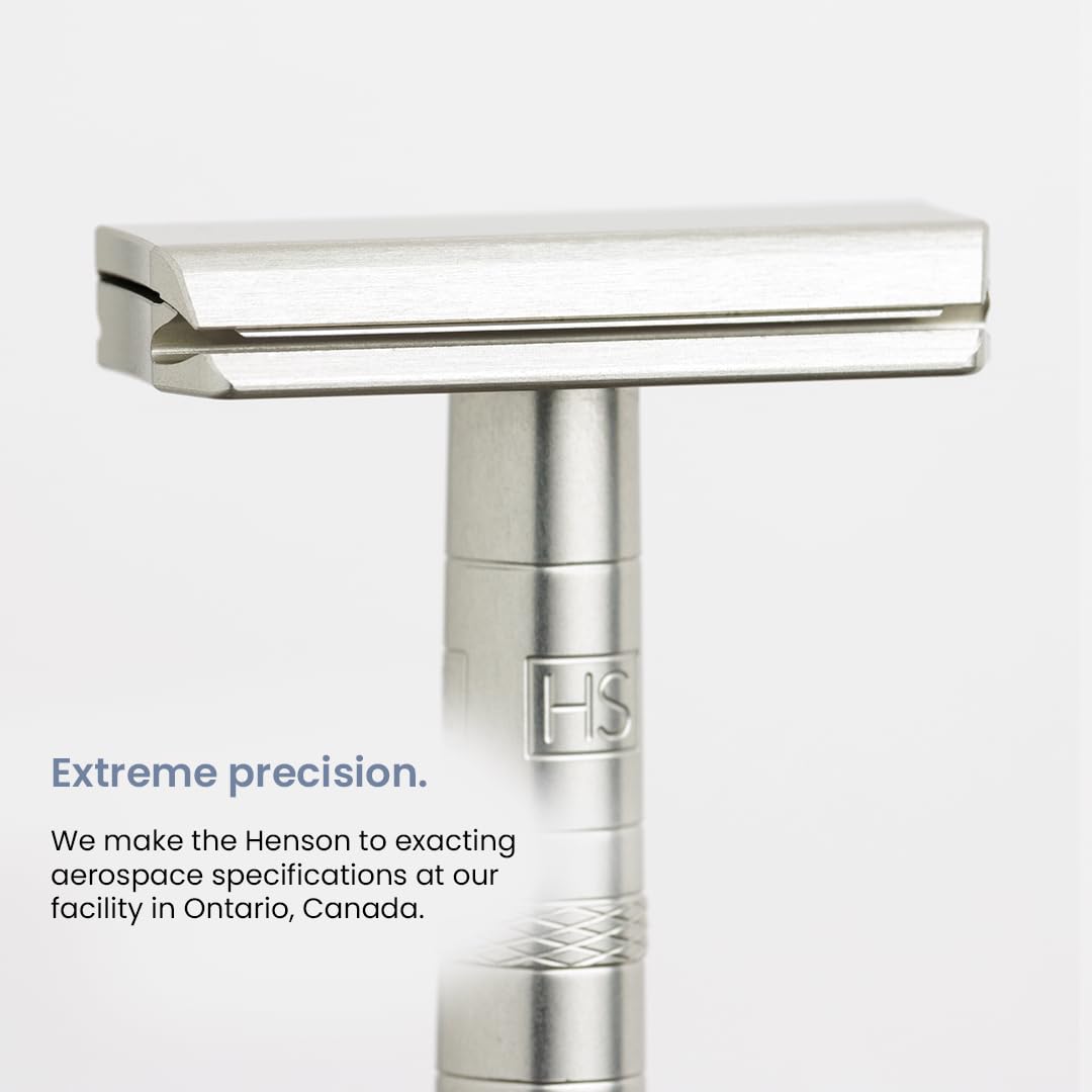 Henson Shaving Razor - Aluminum Double Edge Safety Razor with 5 Blades | 30° Precision Angle for Men & Women