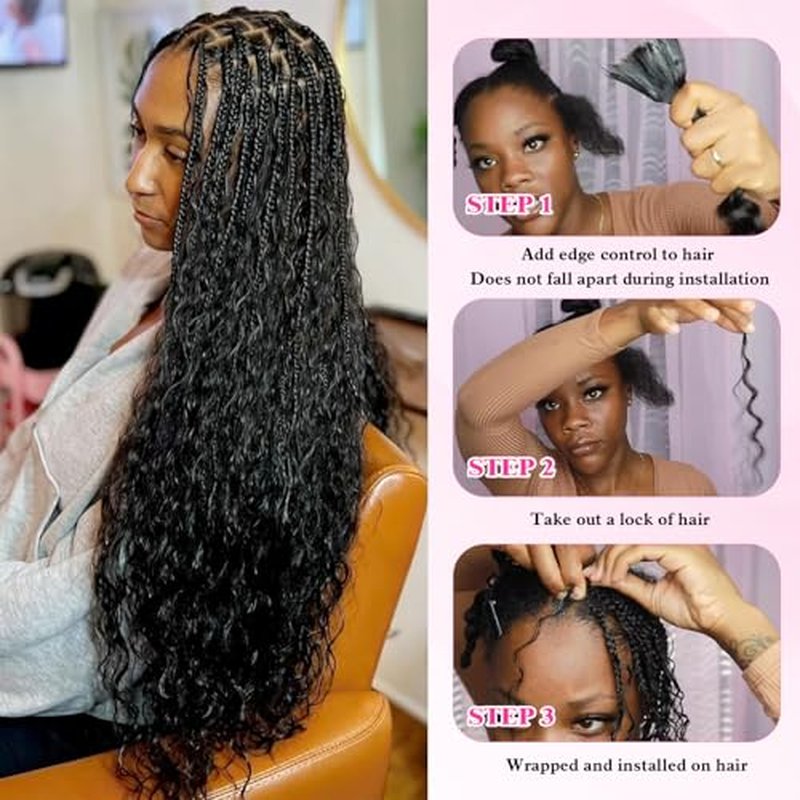 Deep Wave Bulk Human Hair for Braiding 100% Unprocessed Brazilian Virgin Human Hair for Boho Knotless Braids 100g 28 Inch Human Hair Braiding Hair 1B Braiding Hair No Weft