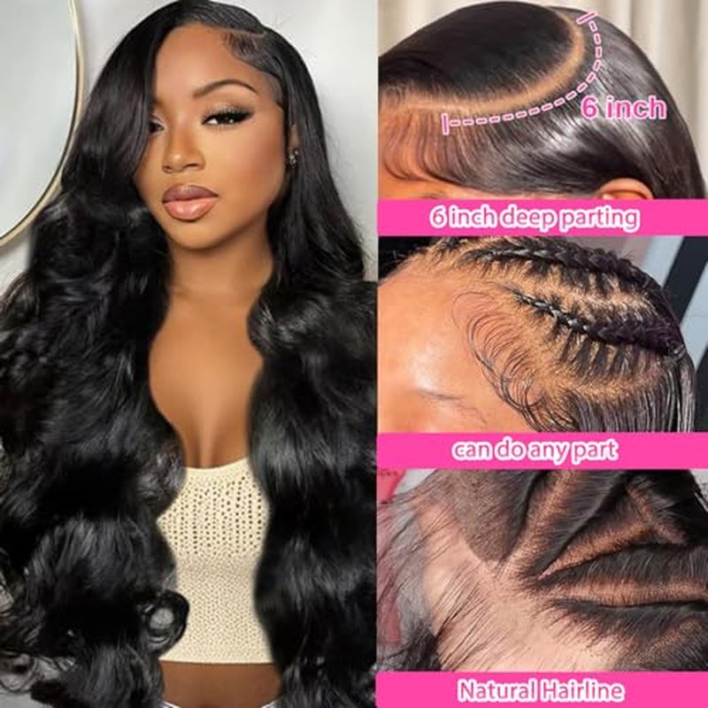 13x6 Lace Front Wigs Human Hair Brazilian Glueless Wigs Human Hair Pre Plucked with Baby Hair Body Wave Lace Front Wigs for Women 200 Density HD Lace Frontal Wigs 18 Inch